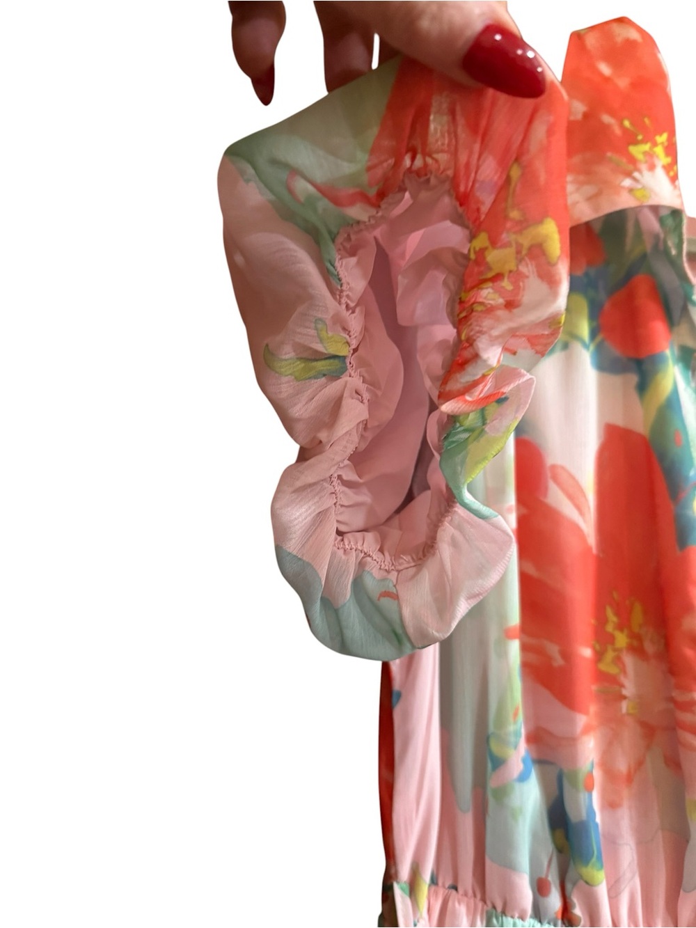 Like the Moon Floral Midi Dress Small Pink Romantic Puff Sleeve Cottagecore - Picture 3 of 6